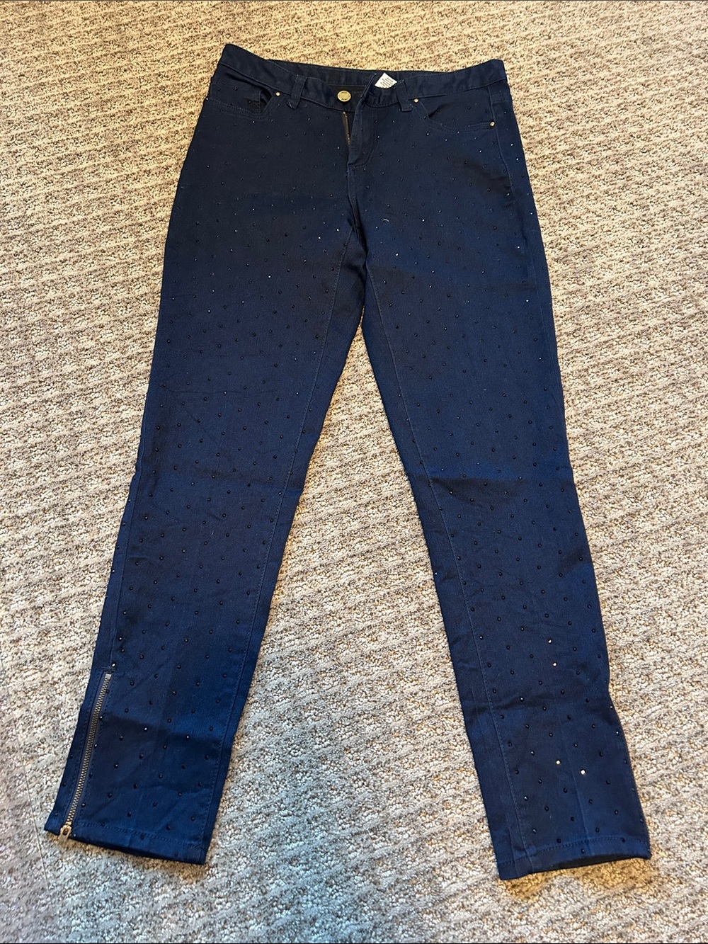 Cache Navy Skinny Jeans with Subtle Stud Detailing